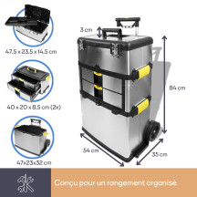 Servante d'Atelier - Acier Inoxydable - 570 x 354 x 830 mm - 167 L