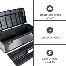 Boîte à Outils - Acier Inoxydable - 590 x 280 x 255 mm - 42 L