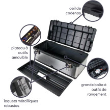 Boîte à Outils - Acier Inoxydable - 590 x 280 x 255 mm - 42 L