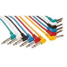 JEU DE CÂBLES PATCH - JACK 6.35 mm MÂLE 90° vers JACK 6.35 mm MÂLE 90° - MONO - 1 m - 6 pcs