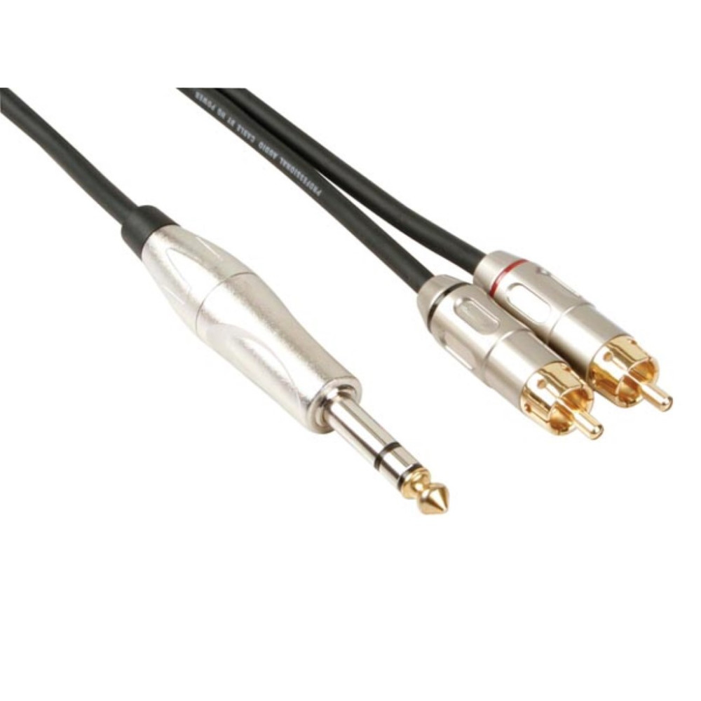 CÂBLE RCA-JACK - 2 x RCA MÂLE vers JACK 6.35 mm - STÉRÉO - 6 m