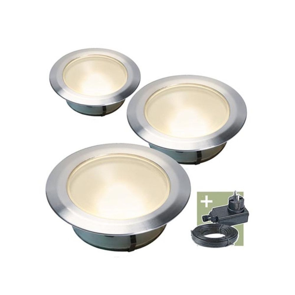 Ludeco - Olan 80 - spot à encastrer - set (3 pcs) - 12 V - 48 lm - 0.5 W - blanc chaud