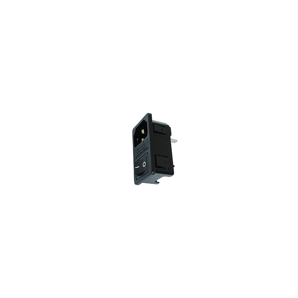 EMBASE MALE CLIPSABLE POUR CHASSIS - AVEC INTERRUPTEUR & PORTE-FUSIBLE