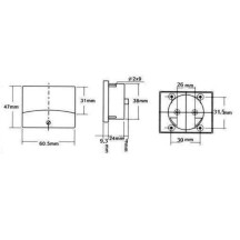 Amperemetre Analogique De Tableau 3A CC / 60 x 47mm