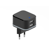CHARGEUR COMPACT AVEC 2 CONNEXIONS USB 5 V - 3.4 A max. ( 2.4 + 1 A ) - 17 W max.