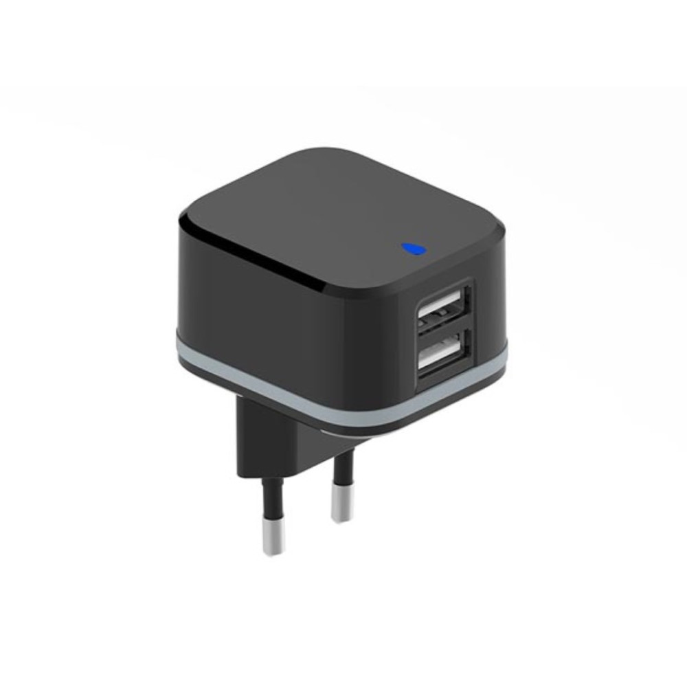 CHARGEUR COMPACT AVEC 2 CONNEXIONS USB 5 V - 3.4 A max. ( 2.4 + 1 A ) - 17 W max.