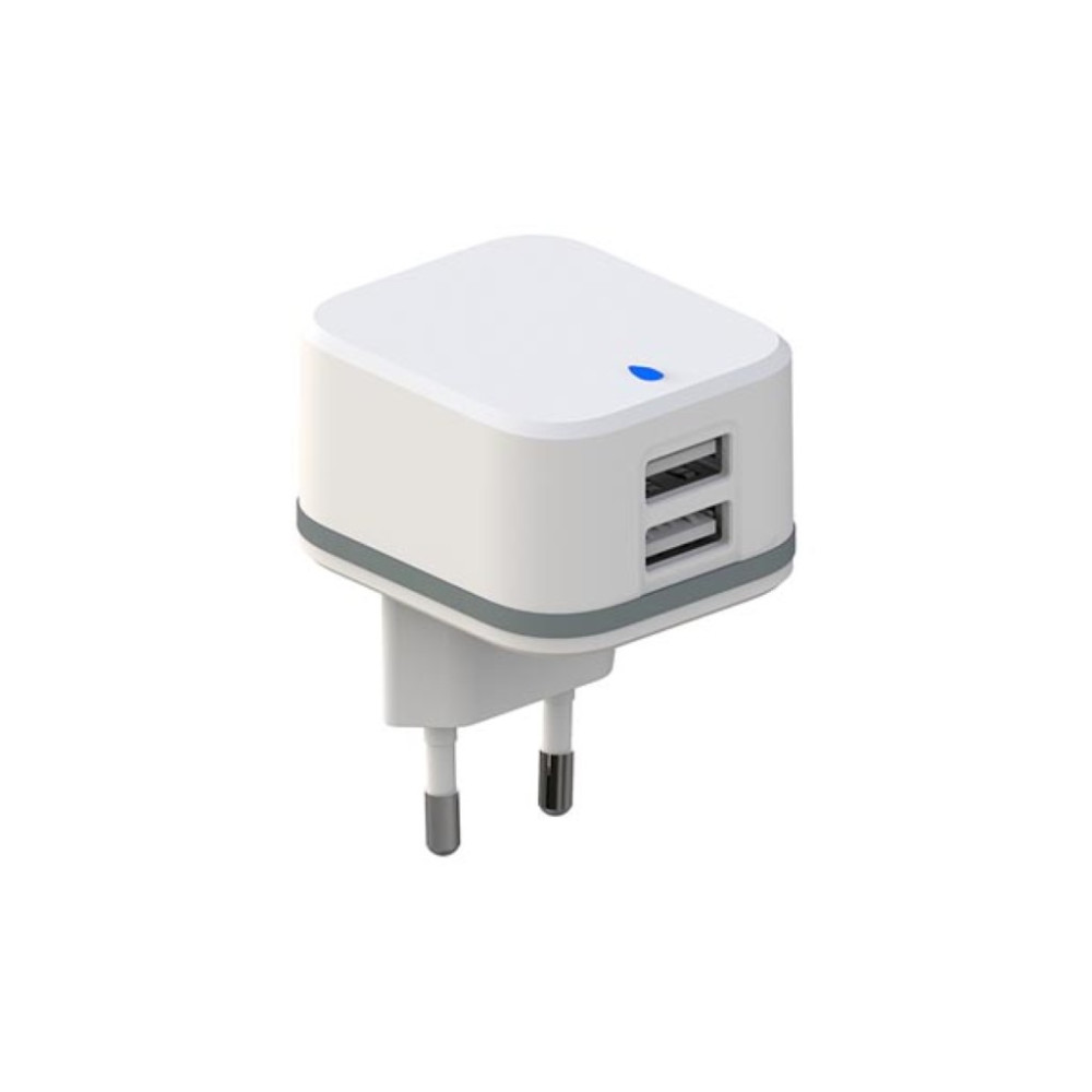 CHARGEUR COMPACT AVEC 2 CONNEXIONS USB - 5 V - 4.8 A max. - 24 W. max. - BLANC
