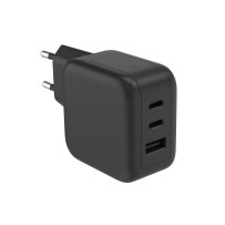 Chargeur USB rapide avec technologie GaN Fast - 3 sorties - USB-A & 2 x USB-C - 67W