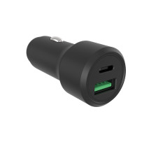 Chargeur USB pour voiture - boîtier en aluminium - 2 sorties - USB-A & USB-C - 38W