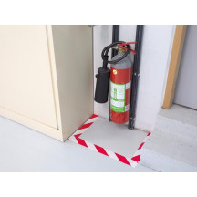 Ruban de marquage en PVC 5cm x 33m - Rouge/Blanc