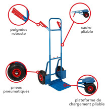 Diable télescopique - charge max. 150 kg