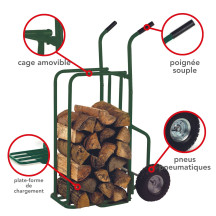 Chariot à bois - charge max. 250 kg