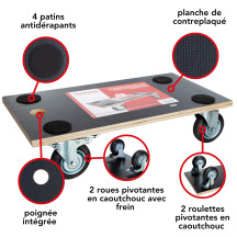 TRANSPORTEUR DE MEUBLES - 575 x 300 mm - CHARGE MAX. 400 kg