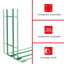 RANGE-BÛCHES - CHARGE MAX. 80 kg - 150-220 x 21-30 x 105 cm