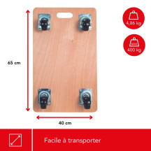 TRANSPORTEUR DE MEUBLES - 650 x 400 mm - CHARGE MAX. 400 kg
