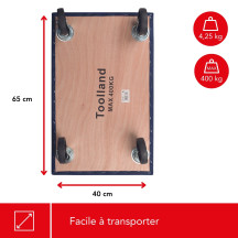SUPPORT ROULANT POUR MEUBLES - RECTANGULAIRE - 650 x 400 mm - CHARGE MAX. 400 kg