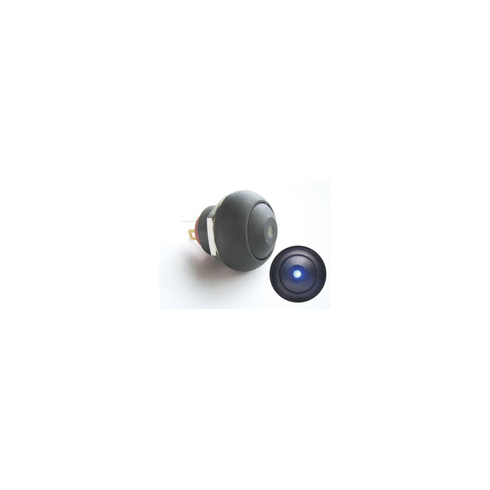 BOUTON-POUSSOIR MINIATURE UNIPOLAIRE À LED BLEUE OFF-(ON)