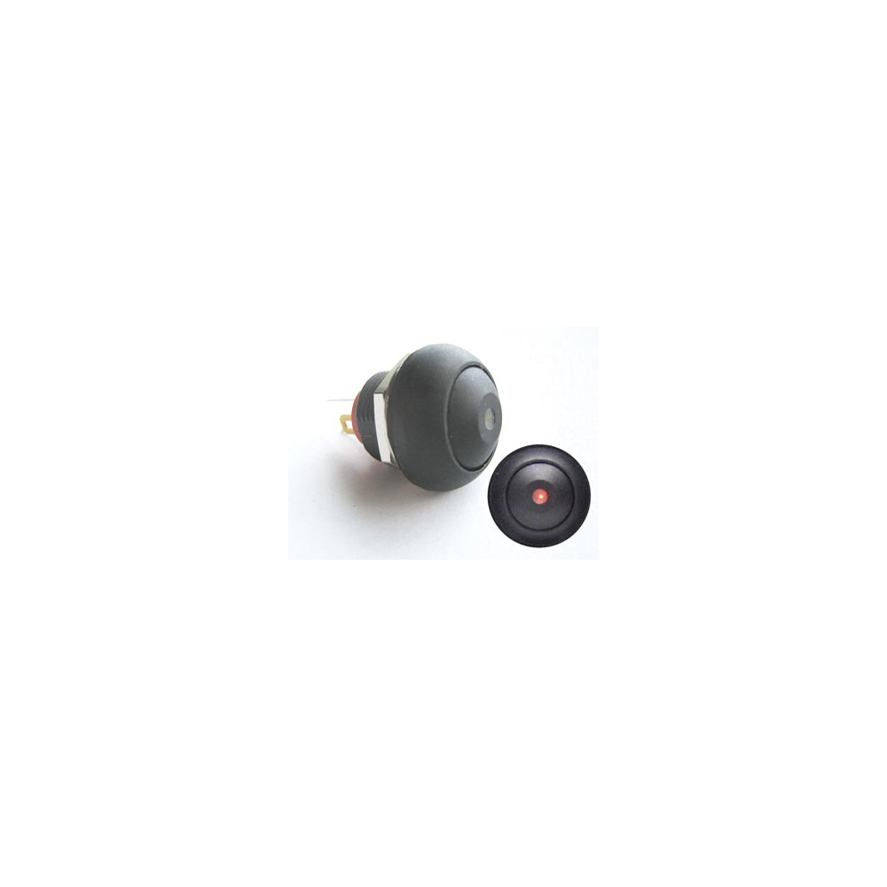 BOUTON-POUSSOIR MINIATURE UNIPOLAIRE À LED ROUGE OFF-(ON)