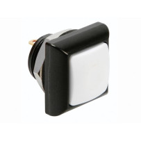 POUSSOIR MÉTALLIQUE CARRÉ AVEC CAPUCHON BLANC - 1P SPST OFF-(ON)