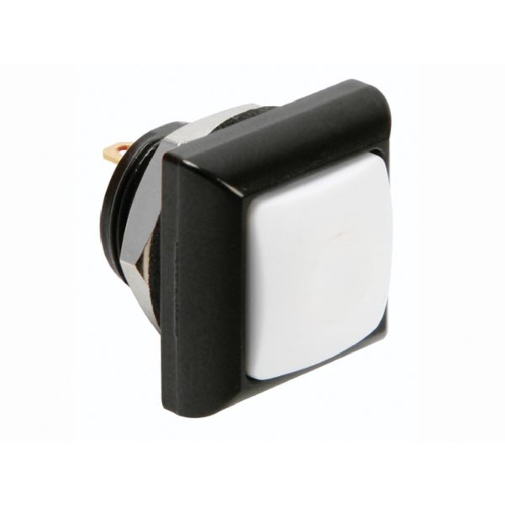 POUSSOIR MÉTALLIQUE CARRÉ AVEC CAPUCHON BLANC - 1P SPST OFF-(ON)
