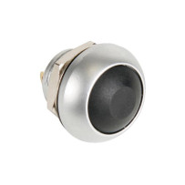 POUSSOIR MÉTALLIQUE ROND AVEC CAPUCHON NOIR - 1P SPST OFF-(ON)