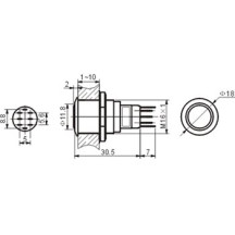 BOUTON-POUSSOIR MÉTALLIQUE ROND SPDT 1NO 1NC - ANNEAU BLEU