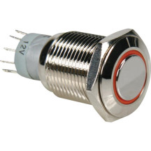 BOUTON-POUSSOIR MÉTALLIQUE ROND SPDT 1NO 1NC - ANNEAU ORANGE