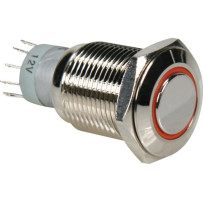 BOUTON-POUSSOIR MÉTALLIQUE ROND SPDT 1NO 1NC - ANNEAU ORANGE