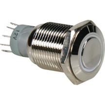 BOUTON-POUSSOIR MÉTALLIQUE ROND SPDT 1NO 1NC - ANNEAU BLANC