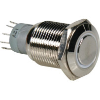 BOUTON-POUSSOIR MÉTALLIQUE ROND SPDT 1NO 1NC - ANNEAU BLANC