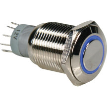 INTERRUPTEUR MÉTALLIQUE ROND SPDT 1NO 1NC - ANNEAU BLEU