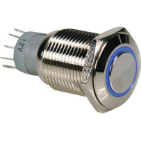 INTERRUPTEUR MÉTALLIQUE ROND SPDT 1NO 1NC - ANNEAU BLEU