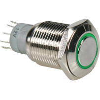 INTERRUPTEUR MÉTALLIQUE ROND SPDT 1NO 1NC - ANNEAU VERT