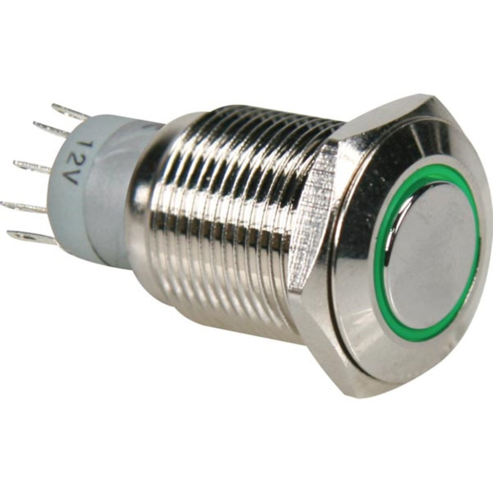 INTERRUPTEUR MÉTALLIQUE ROND SPDT 1NO 1NC - ANNEAU VERT