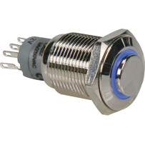 INTERRUPTEUR MÉTALLIQUE ROND HAUT SPDT 1NO 1NC - ANNEAU BLEU
