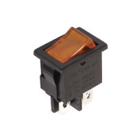 INTERRUPTEUR DE PUISSANCE A BASCULE 5A-250V DPST ON-OFF - AVEC TEMOIN NEON ORANGE