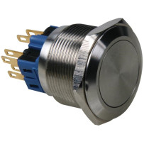 BOUTON-POUSSOIR - PLAT - ACIER INOXYDABLE - DPST 1NO 1NF