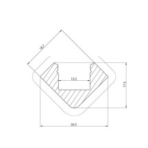 ALU-45 - PROFILÉ EN ALUMINIUM POUR RUBAN LED - PROFILÉ ANGULAIRE 45° - ALUMINIUM ANODISÉ - ARGENT - 2 m