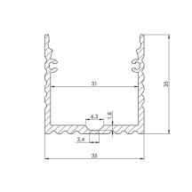 POWERLINE - PROFILÉ EN ALUMINIUM POUR RUBAN LED - LARGEUR 35 mm - ALUMINIUM ANODISÉ - ARGENT - 2 m
