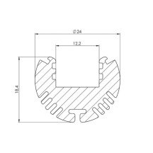 ALU-ROUND - PROFILÉ EN ALUMINIUM POUR RUBAN LED - ROND - ALUMINIUM ANODISÉ - ARGENT - 2 m