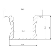 RECESSED SLIMLINE 15 mm - PROFILÉ EN ALUMINIUM POUR RUBAN LED - À ENCASTRER - ALUMINIUM ANODISÉ - ARGENT - 2 m