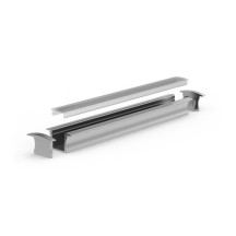 Profilé LED encastré slimline 15 mm, anodisé en argent, en aluminium - 3 mètres