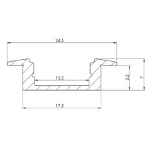 Profilé LED encastré slimline 7 mm, anodisé en argent, en aluminium - 3 mètres