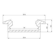 RECESSED SLIMLINE 8 mm - PROFILÉ EN ALUMINIUM POUR RUBAN LED - À ENCASTRER - ALUMINIUM ANODISÉ - ARGENT - 2 m