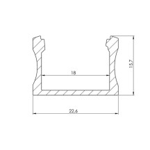SLIMLINE WIDE 15MM, ANODIZED IN SILVER ALUMINUM LED PROFILE - 3 METER