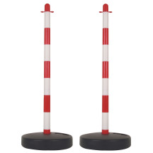 Poteau en plastique pour chaîne de signalisation - rouge/blanc - 2 pcs