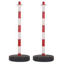 Poteau en plastique pour chaîne de signalisation - rouge/blanc - 2 pcs