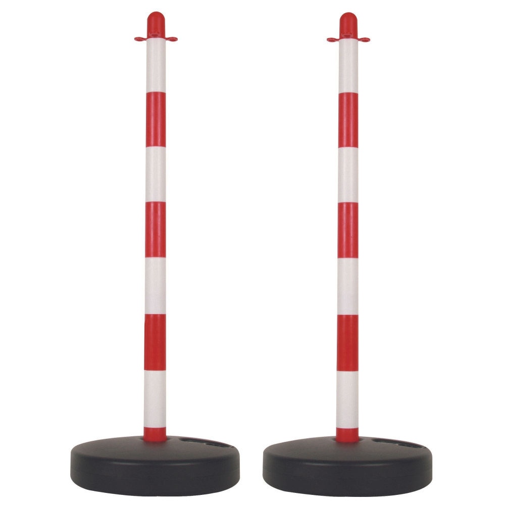 Poteau en plastique pour chaîne de signalisation - rouge/blanc - 2 pcs