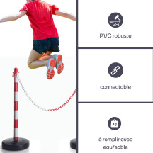 Poteau en plastique pour chaîne de signalisation - rouge/blanc - 2 pcs