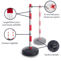 Poteau en plastique pour chaîne de signalisation - rouge/blanc - 2 pcs